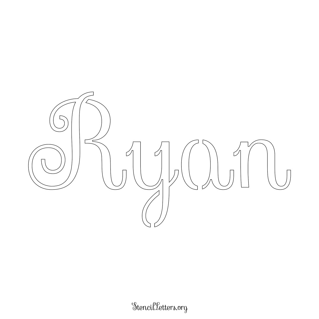 Ryan name stencil in Ornamental Cursive Lettering