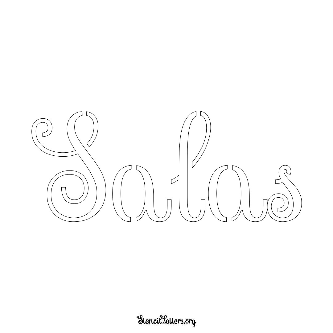 Salas name stencil in Ornamental Cursive Lettering