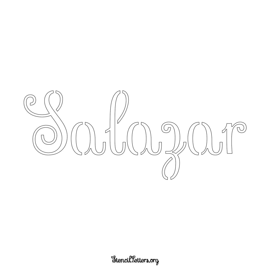 Salazar name stencil in Ornamental Cursive Lettering