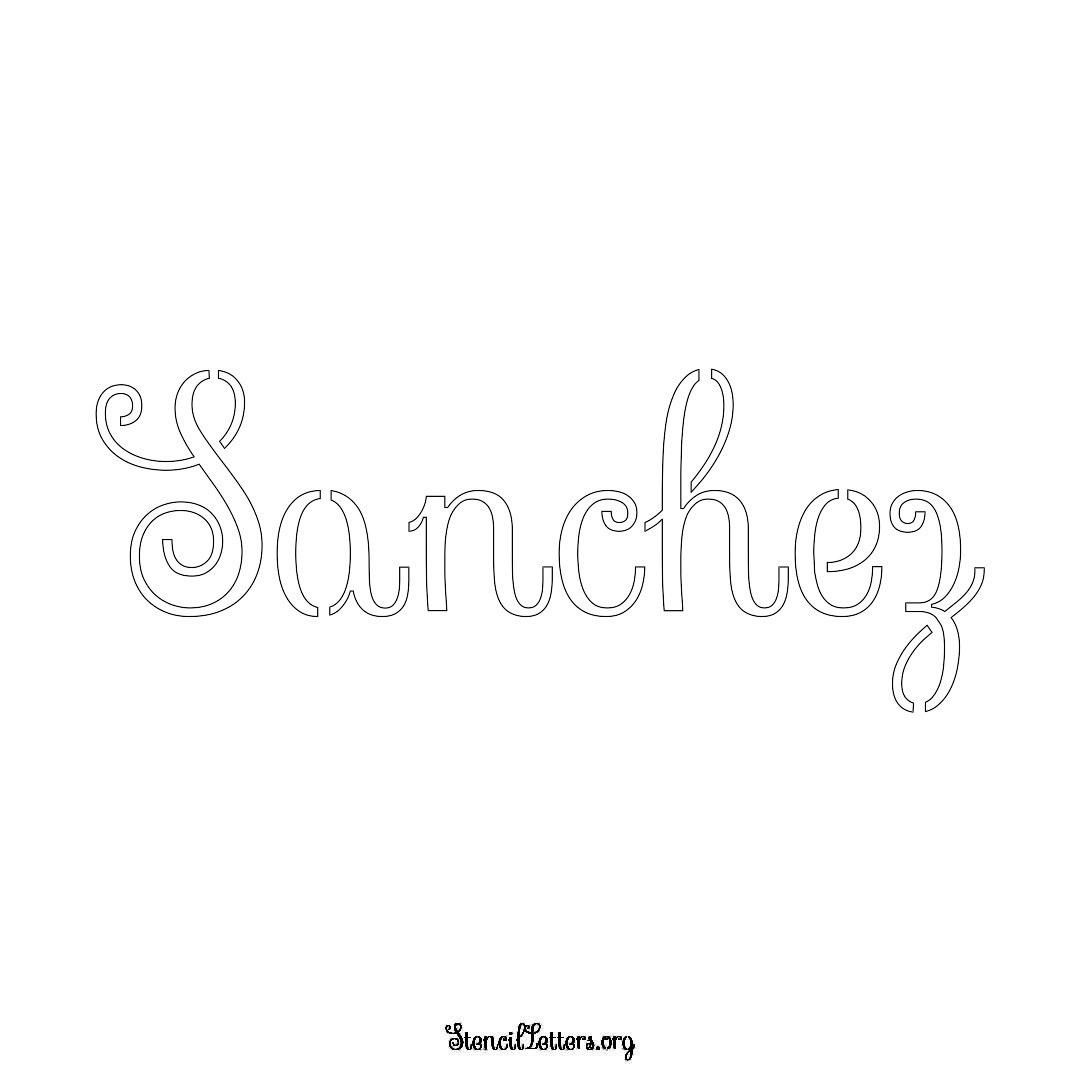 Sanchez name stencil in Ornamental Cursive Lettering