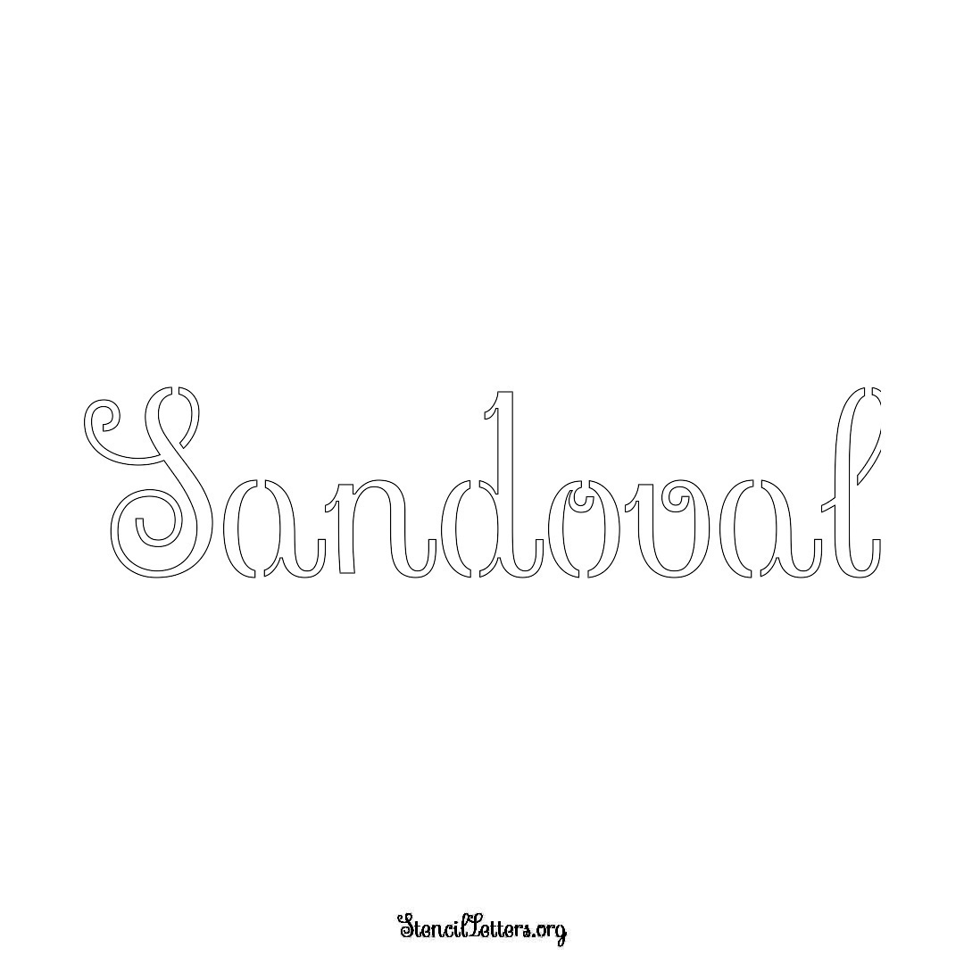 Sandoval name stencil in Ornamental Cursive Lettering