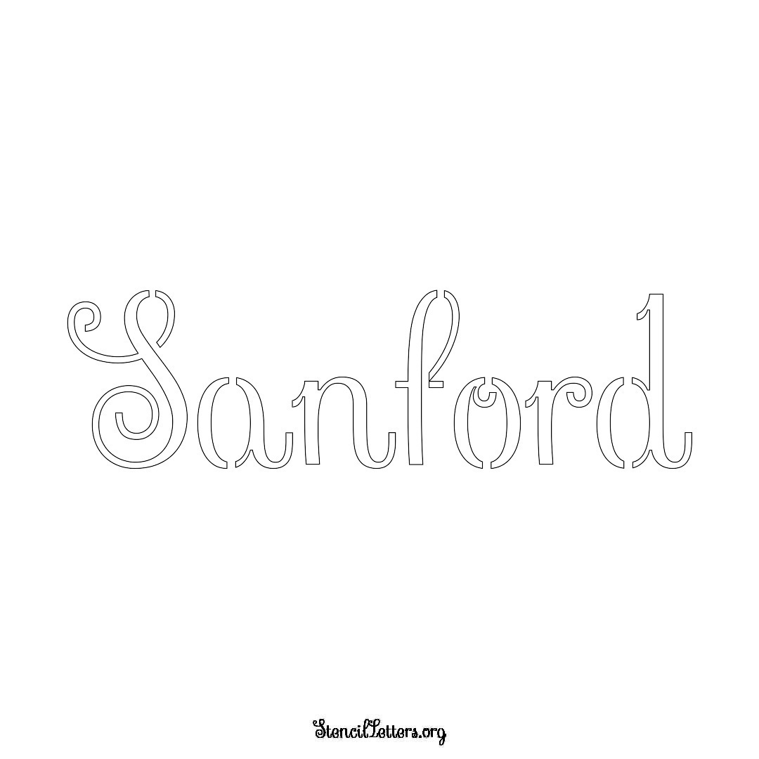 Sanford name stencil in Ornamental Cursive Lettering