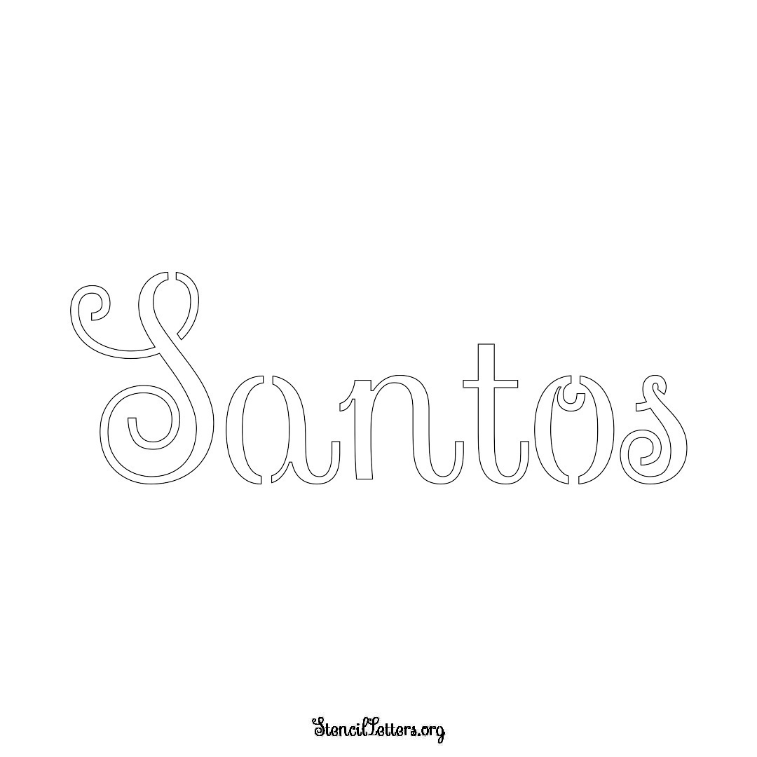 Santos name stencil in Ornamental Cursive Lettering