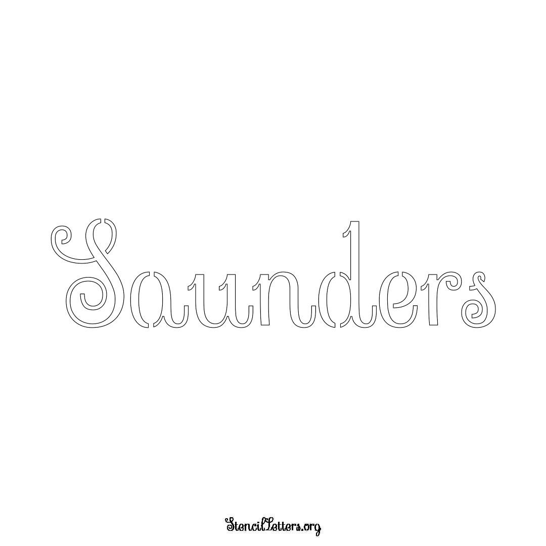 Saunders name stencil in Ornamental Cursive Lettering