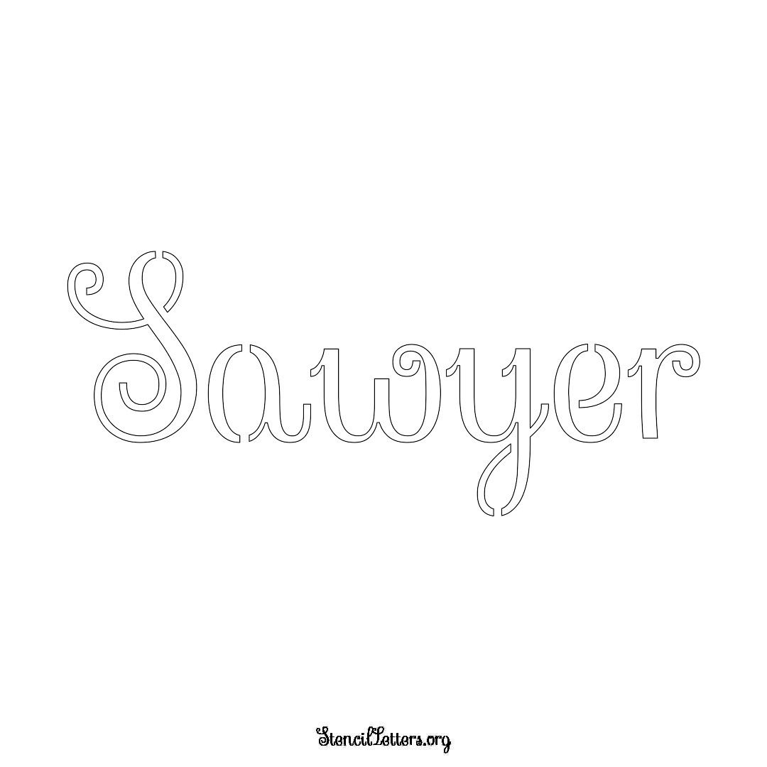 Sawyer name stencil in Ornamental Cursive Lettering