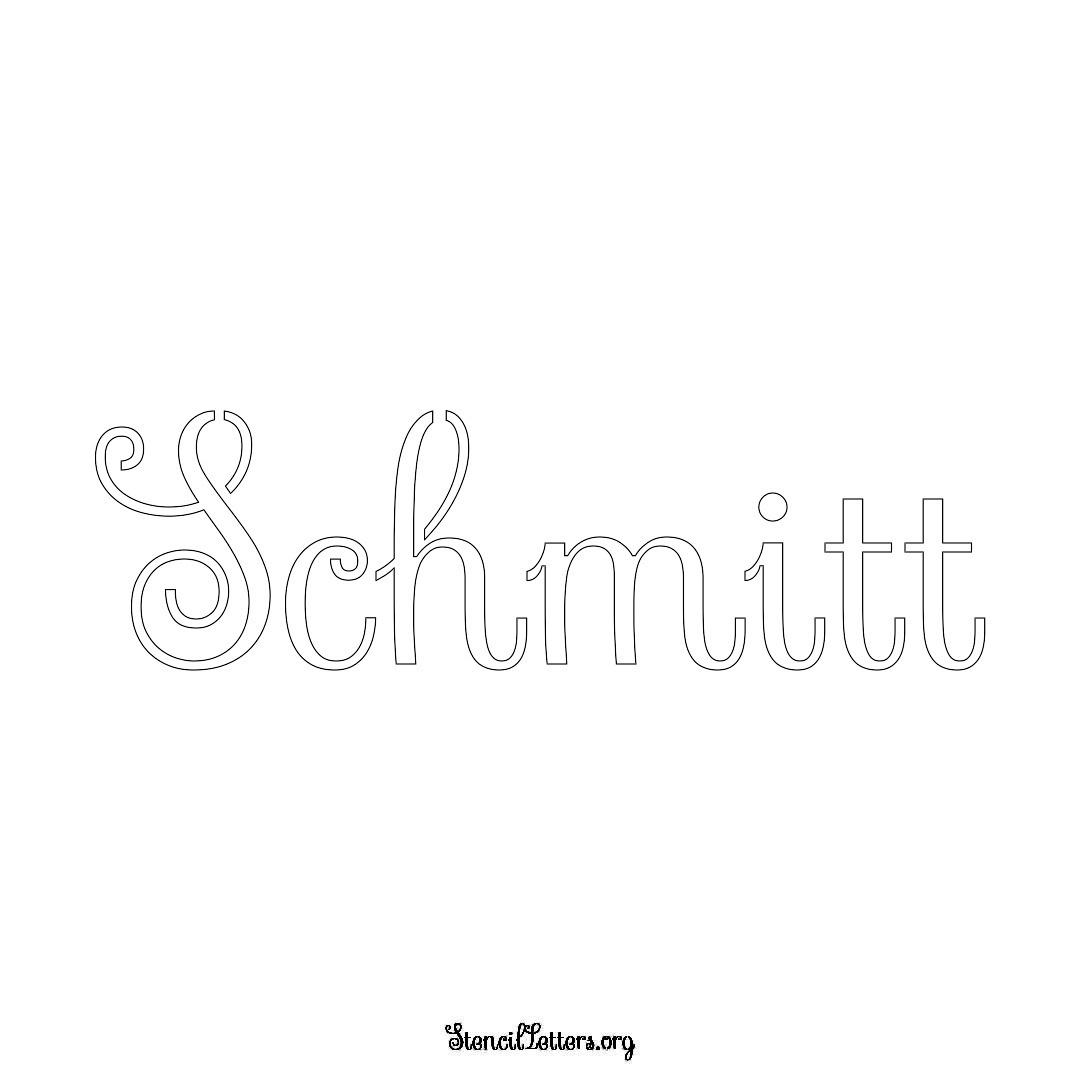 Schmitt name stencil in Ornamental Cursive Lettering