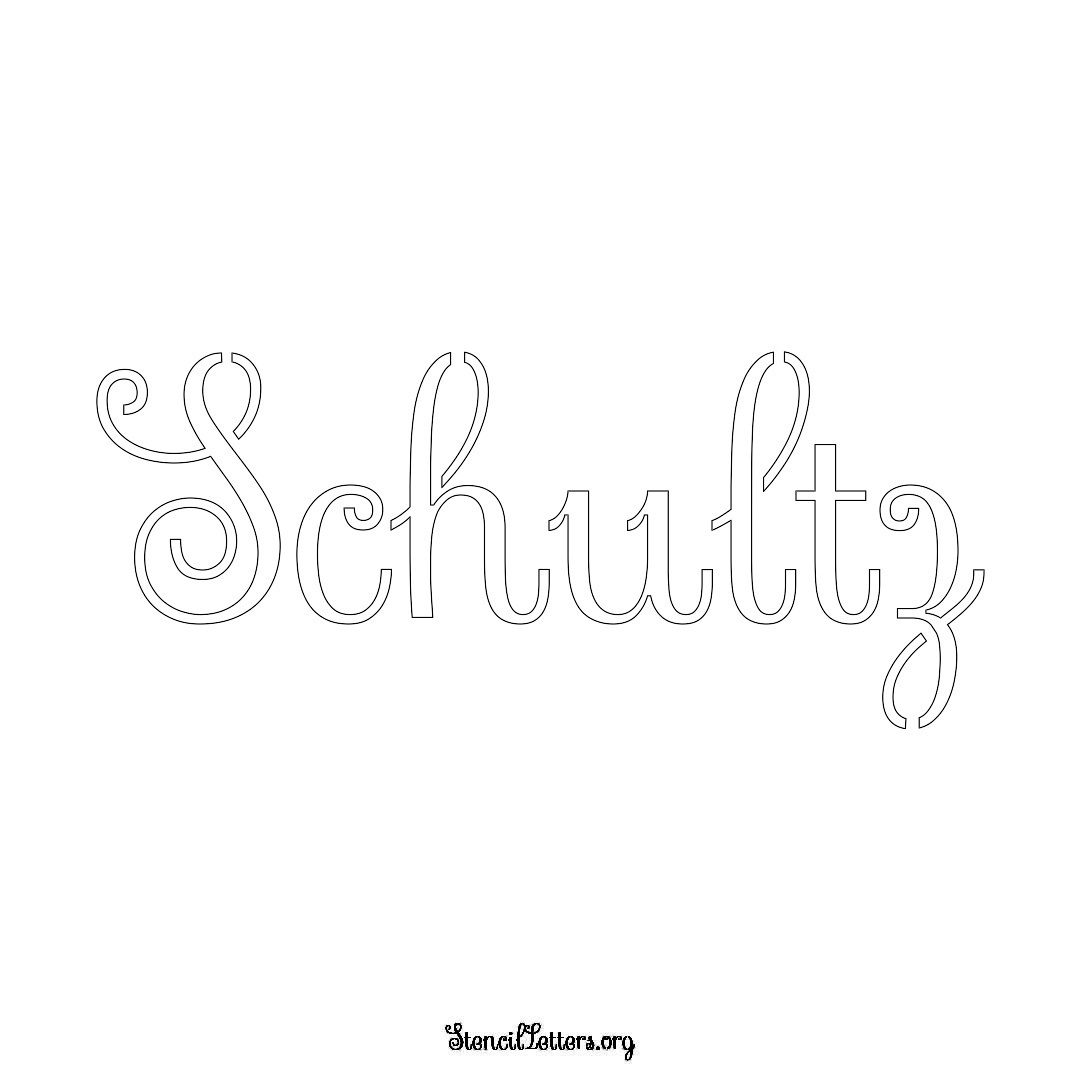 Schultz name stencil in Ornamental Cursive Lettering