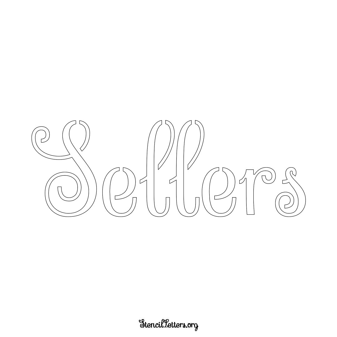 Sellers name stencil in Ornamental Cursive Lettering