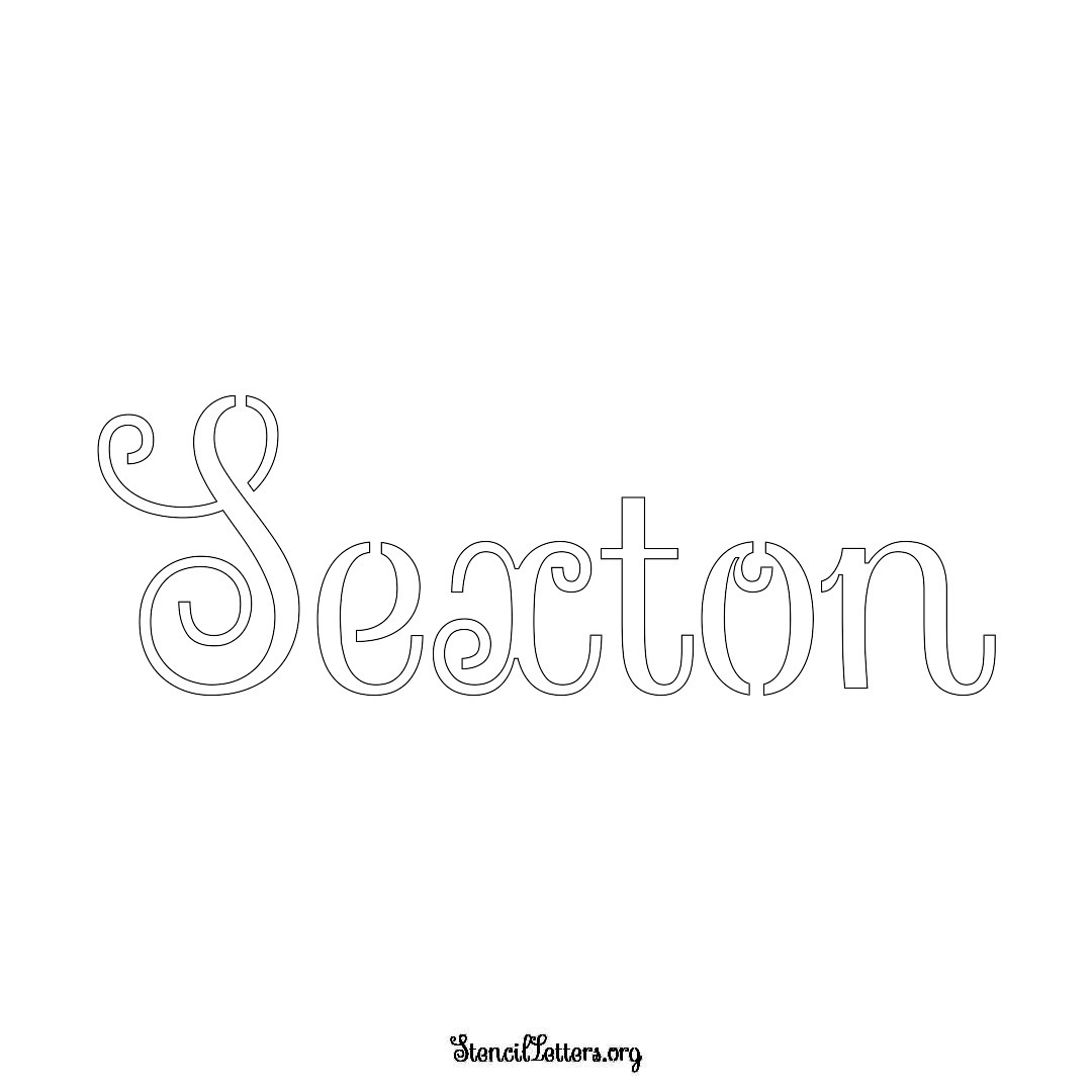 Sexton name stencil in Ornamental Cursive Lettering