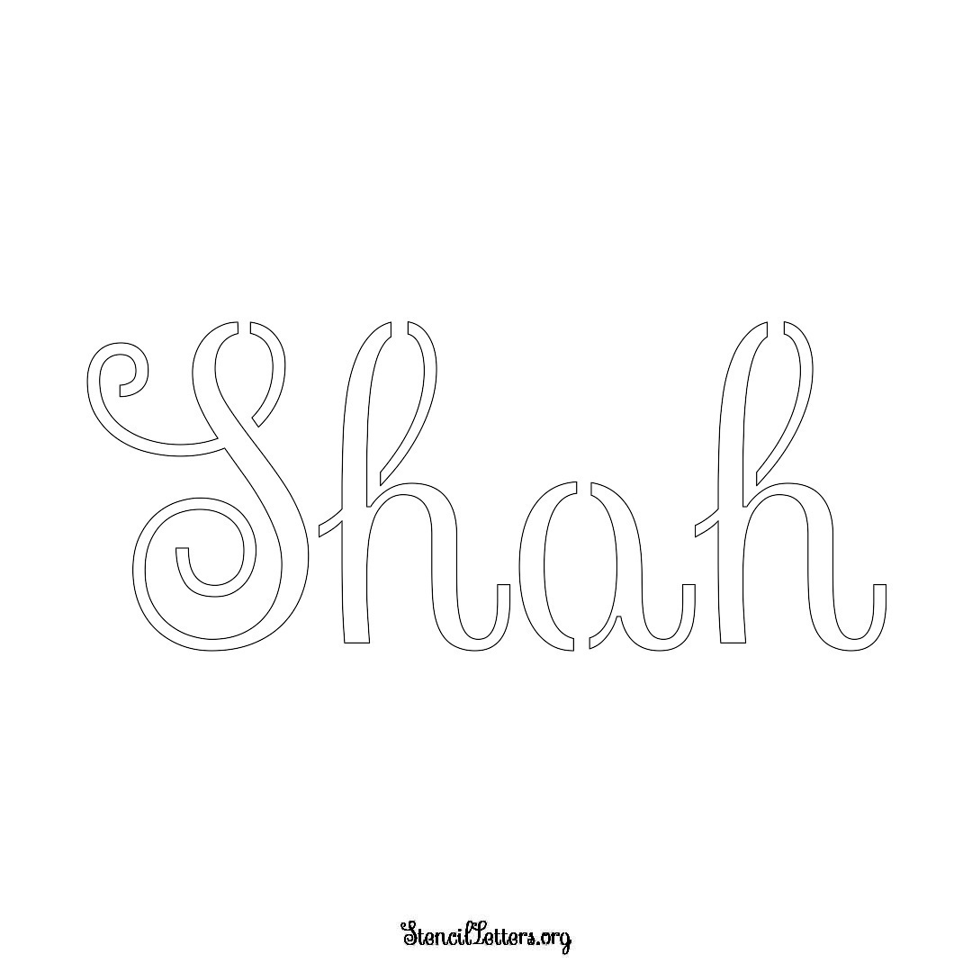 Shah name stencil in Ornamental Cursive Lettering