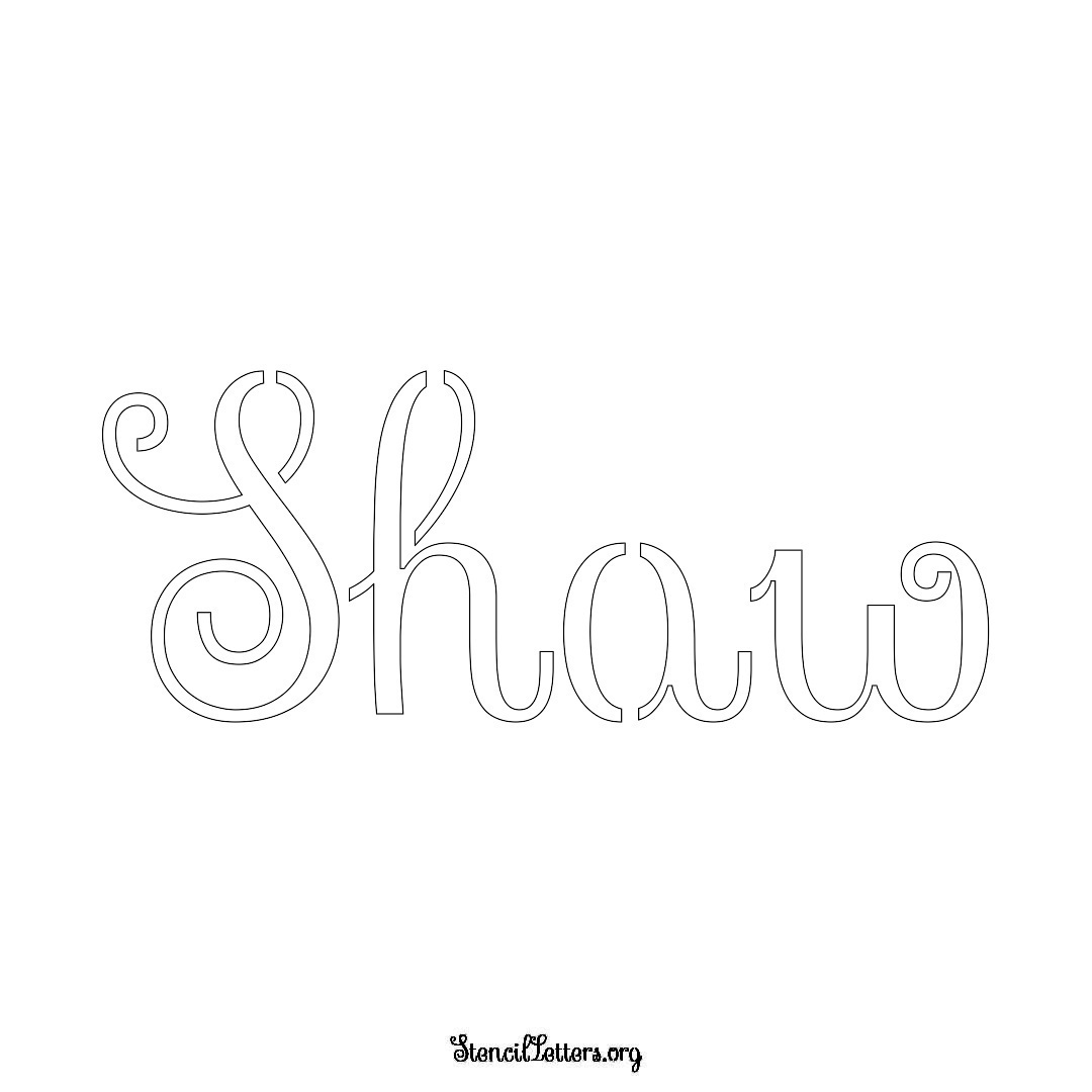 Shaw name stencil in Ornamental Cursive Lettering