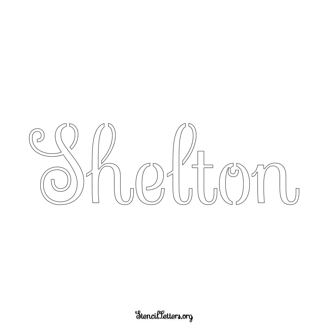 Shelton name stencil in Ornamental Cursive Lettering