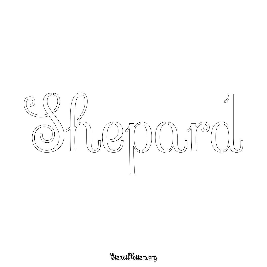 Shepard name stencil in Ornamental Cursive Lettering