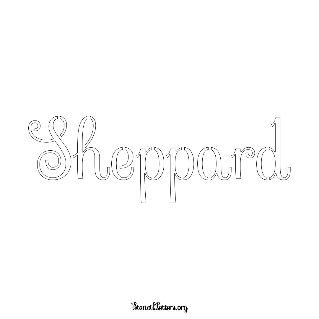 Sheppard name stencil in Ornamental Cursive Lettering