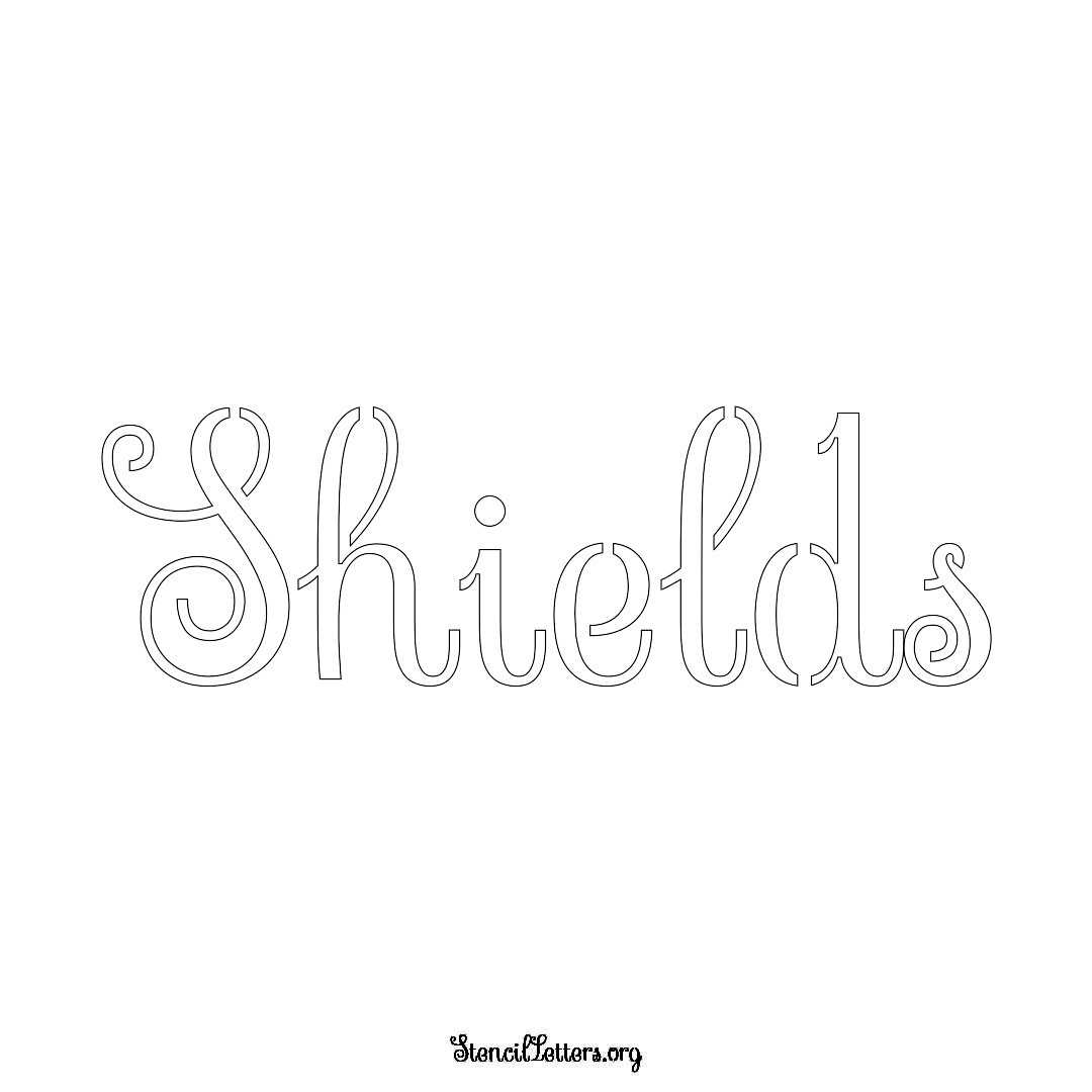 Shields name stencil in Ornamental Cursive Lettering