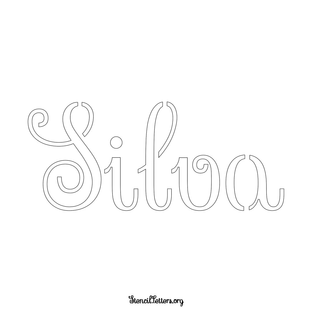 Silva name stencil in Ornamental Cursive Lettering