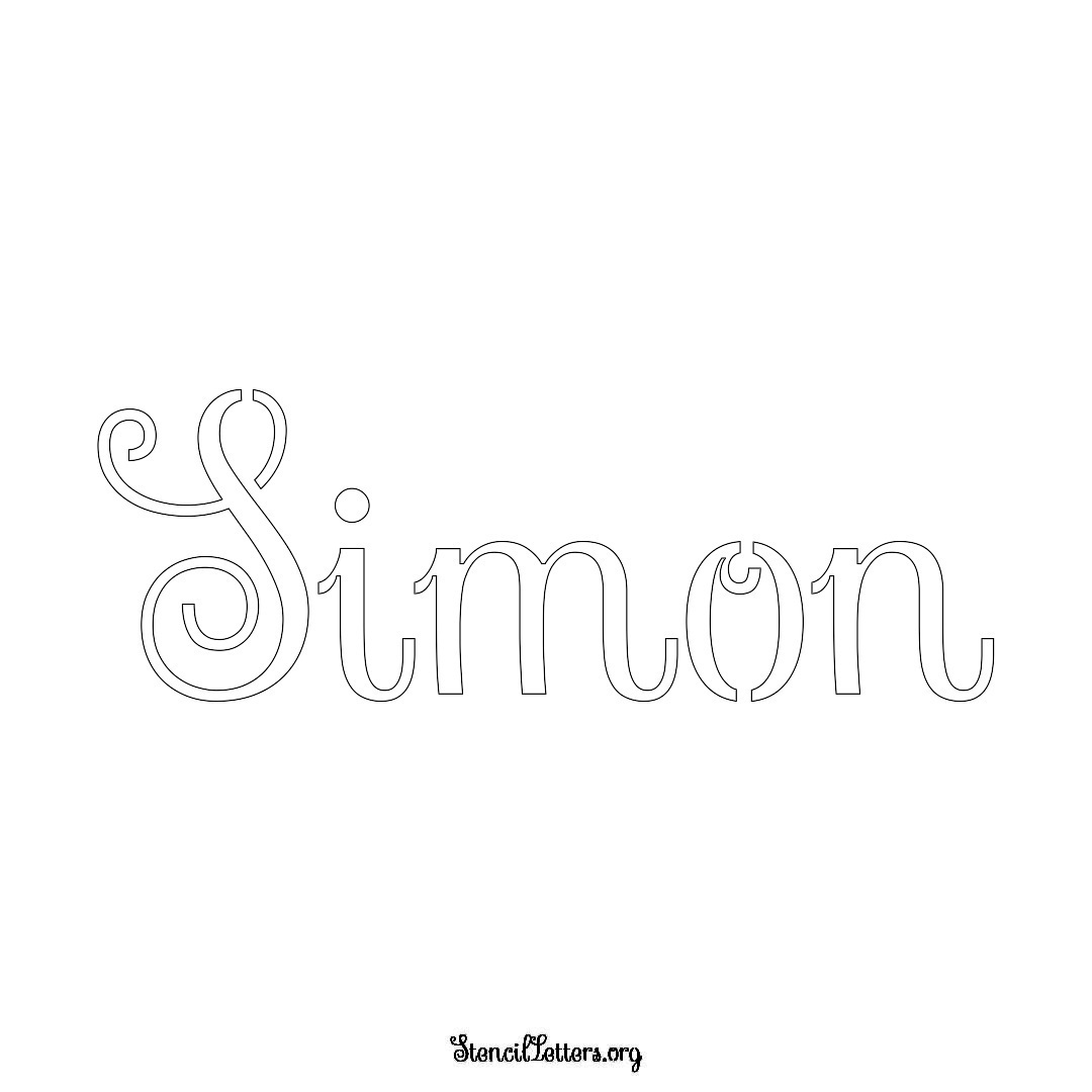 Simon name stencil in Ornamental Cursive Lettering