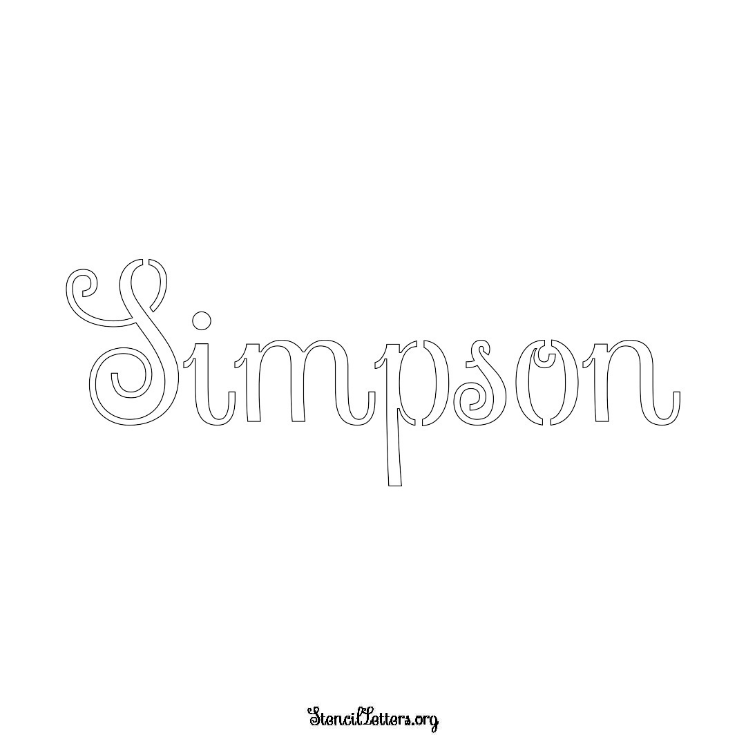 Simpson name stencil in Ornamental Cursive Lettering