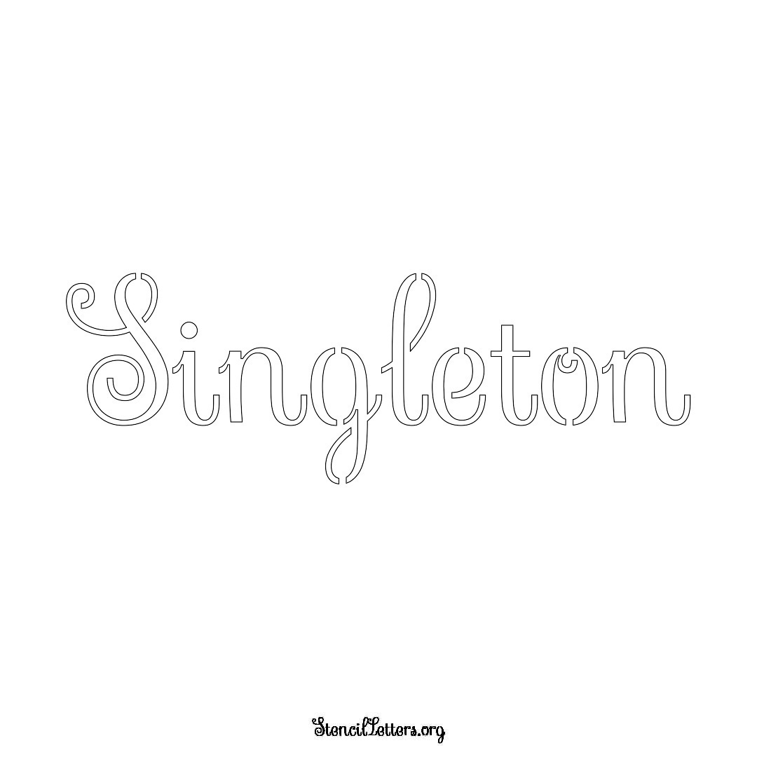 Singleton name stencil in Ornamental Cursive Lettering