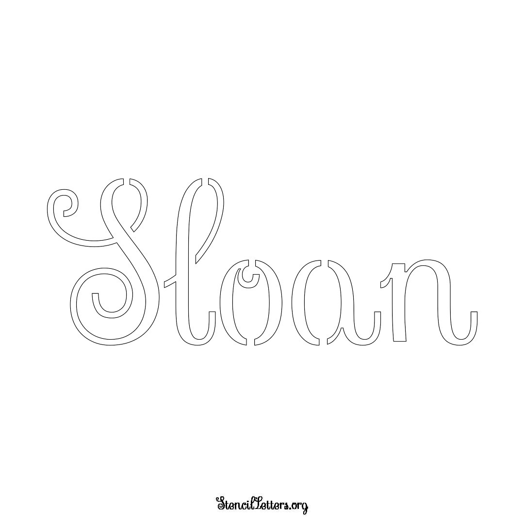 Sloan name stencil in Ornamental Cursive Lettering