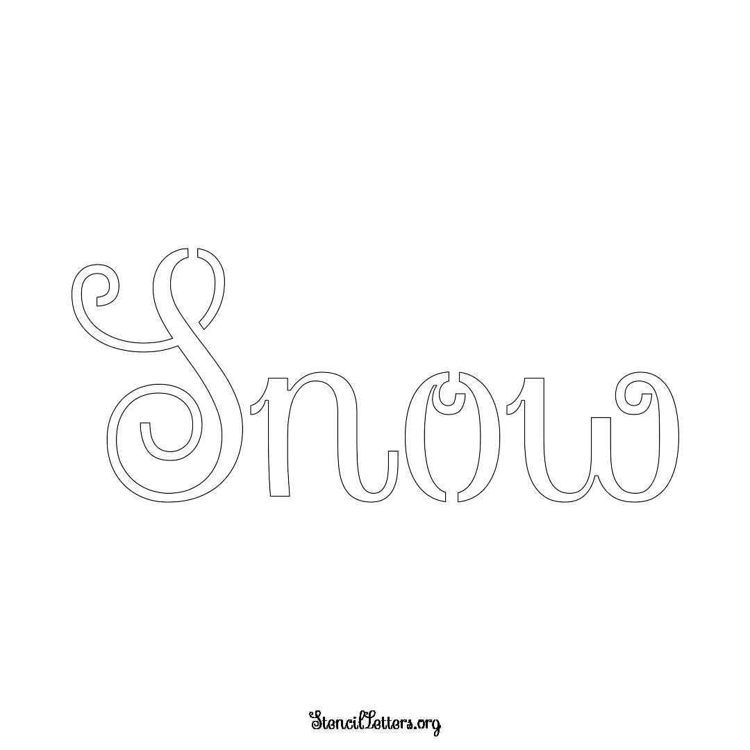 Snow name stencil in Ornamental Cursive Lettering