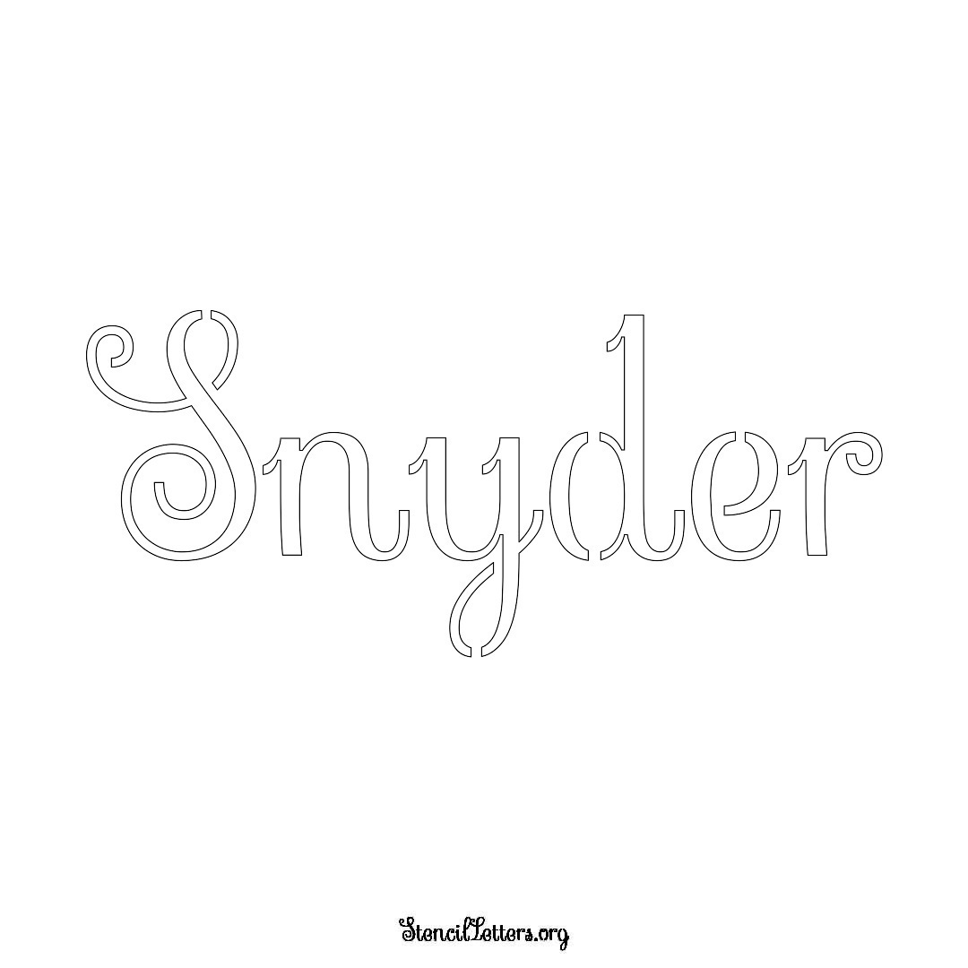 Snyder name stencil in Ornamental Cursive Lettering