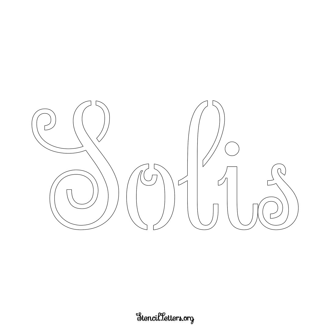 Solis name stencil in Ornamental Cursive Lettering