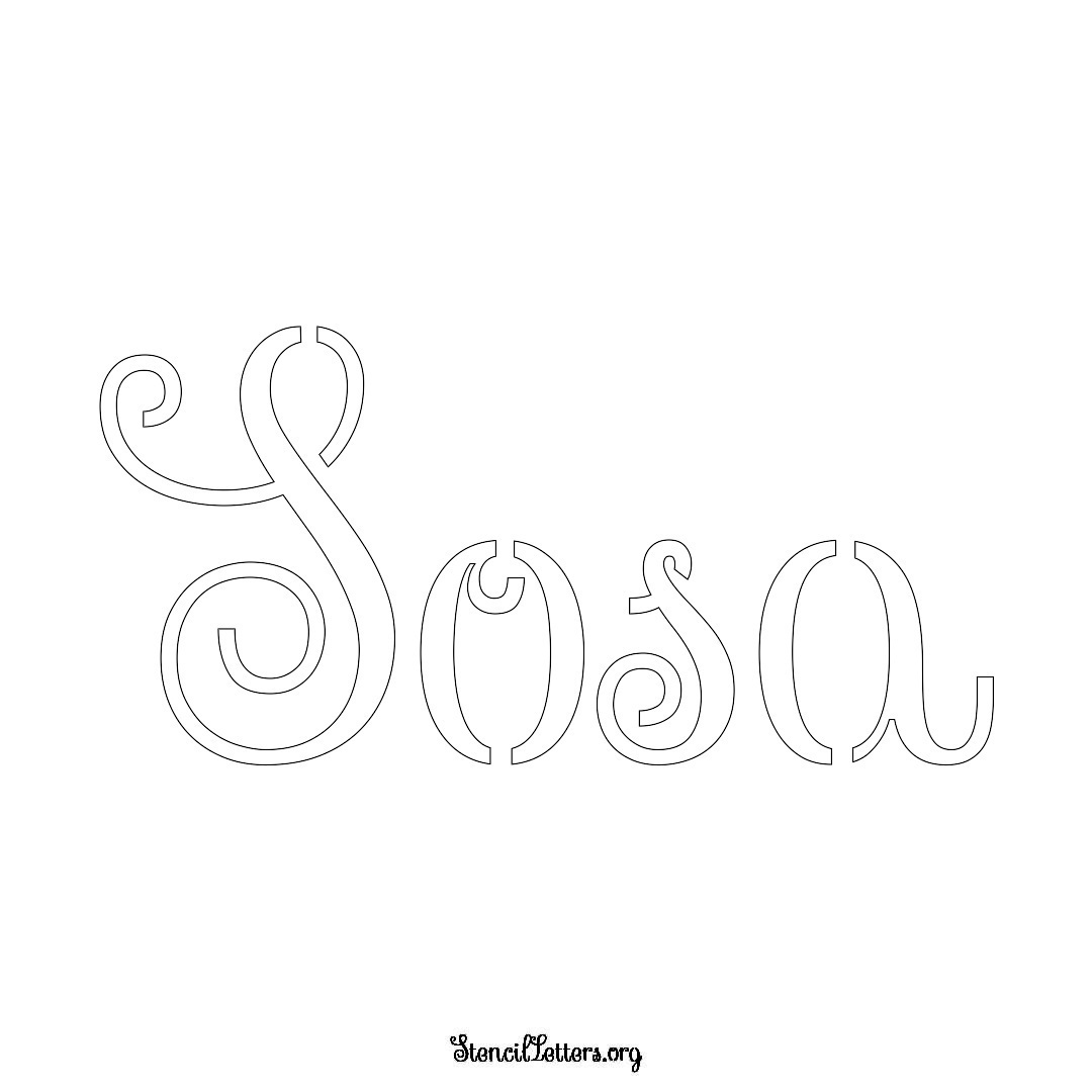 Sosa name stencil in Ornamental Cursive Lettering