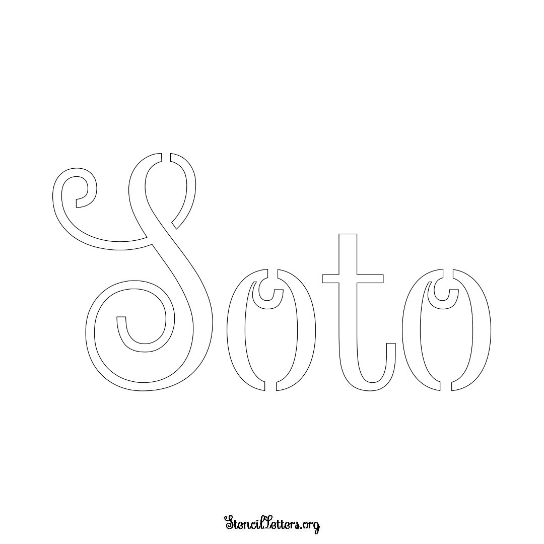 Soto name stencil in Ornamental Cursive Lettering