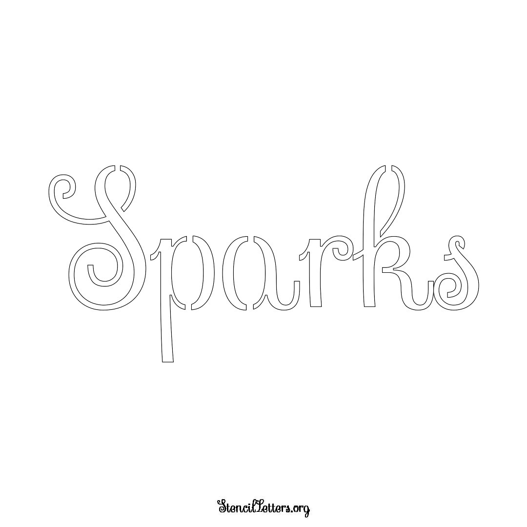 Sparks name stencil in Ornamental Cursive Lettering