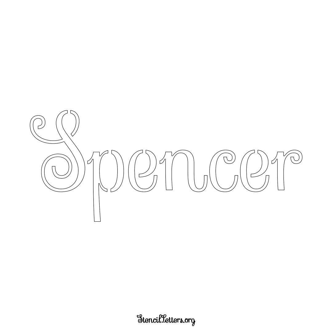 Spencer name stencil in Ornamental Cursive Lettering