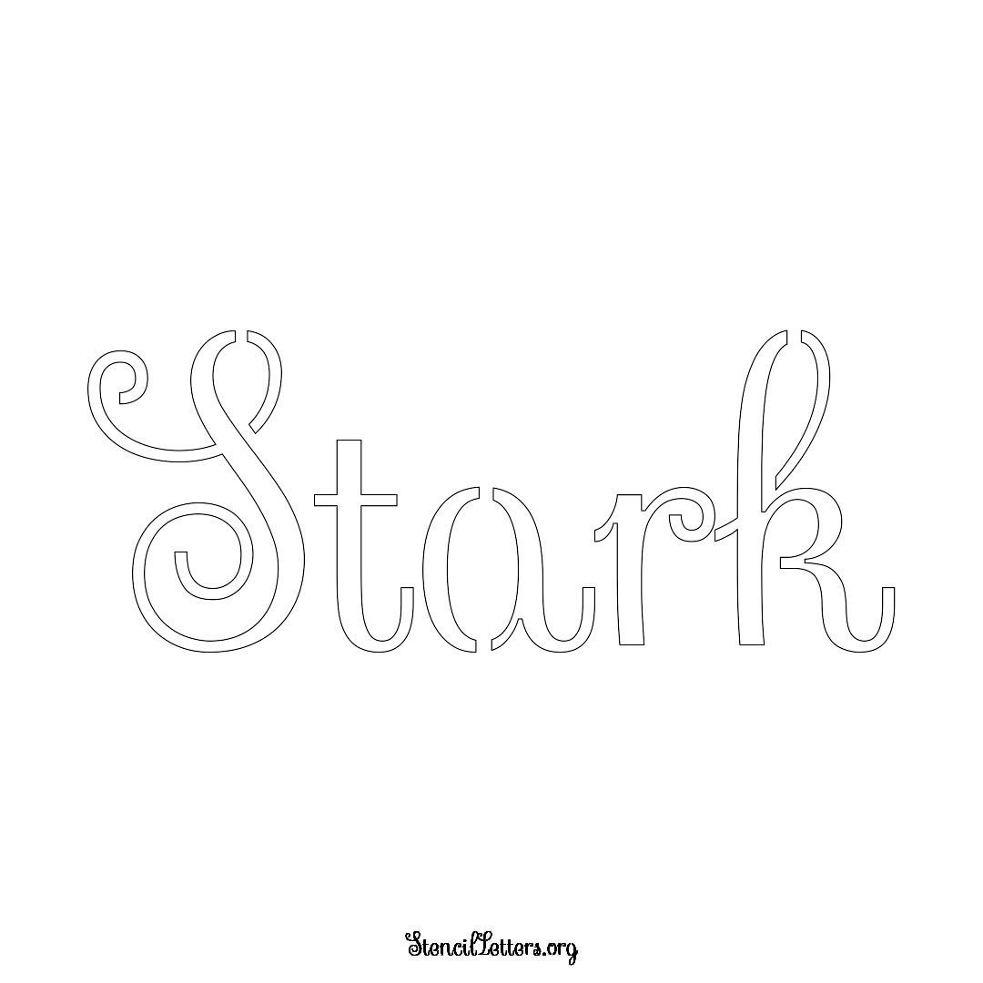 Stark name stencil in Ornamental Cursive Lettering