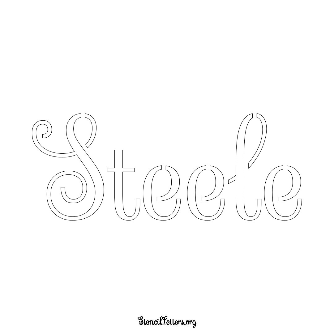 Steele name stencil in Ornamental Cursive Lettering