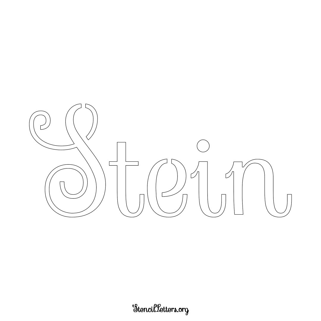 Stein name stencil in Ornamental Cursive Lettering