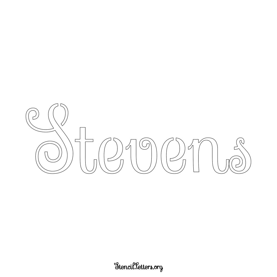 Stevens name stencil in Ornamental Cursive Lettering