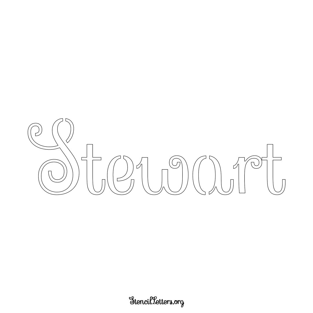 Stewart name stencil in Ornamental Cursive Lettering