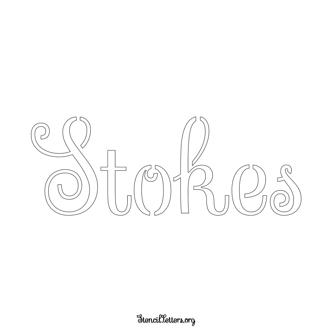 Stokes name stencil in Ornamental Cursive Lettering