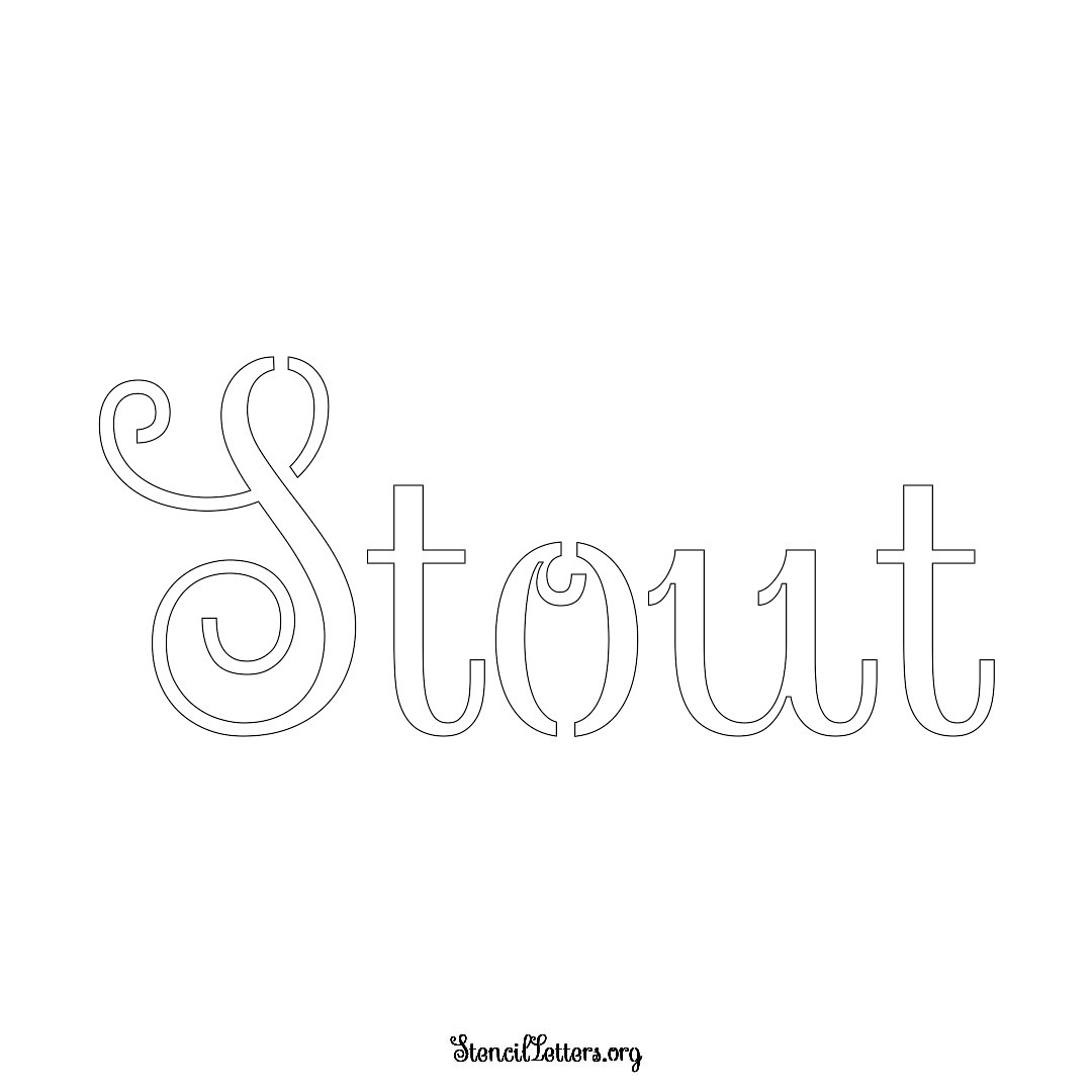 Stout name stencil in Ornamental Cursive Lettering