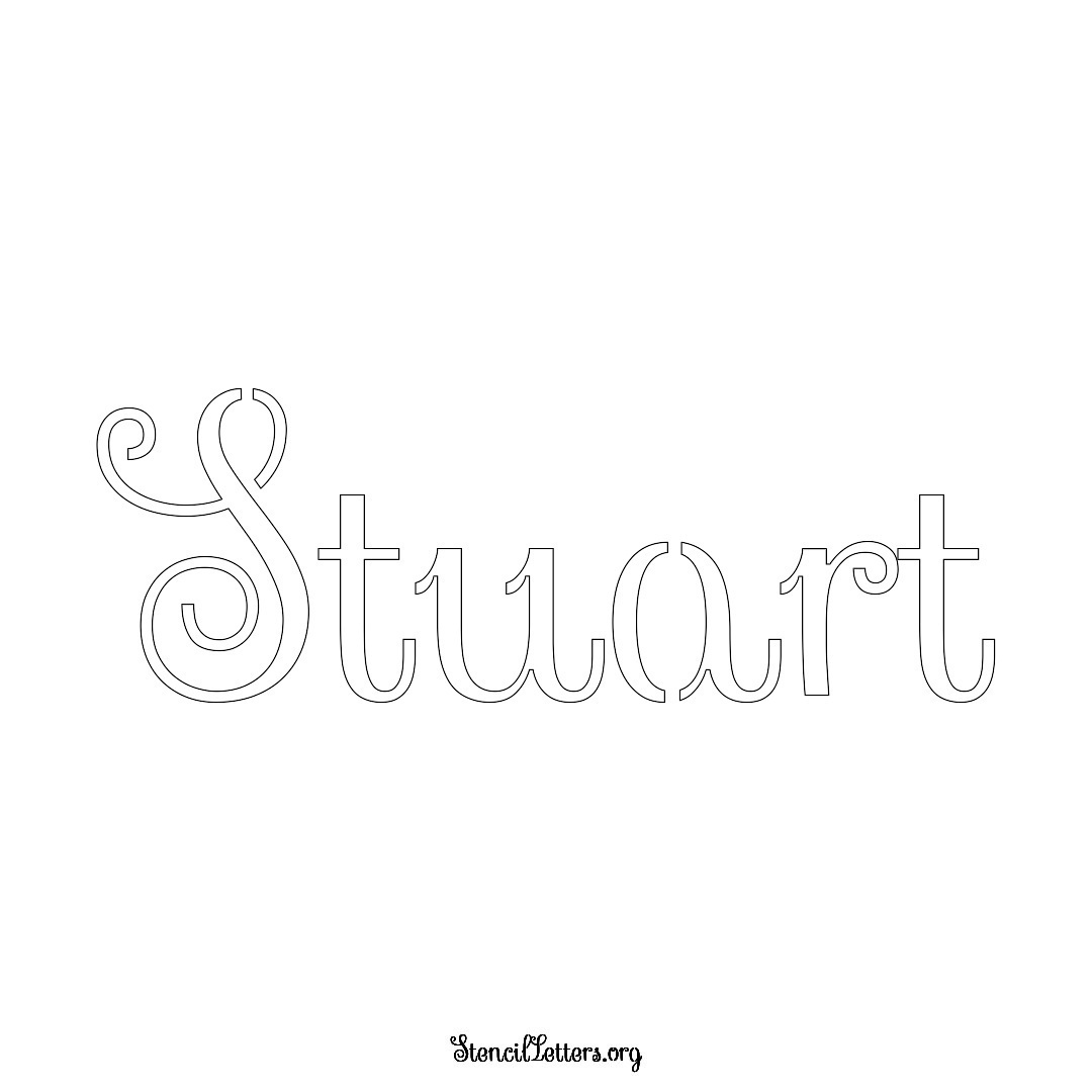Stuart name stencil in Ornamental Cursive Lettering