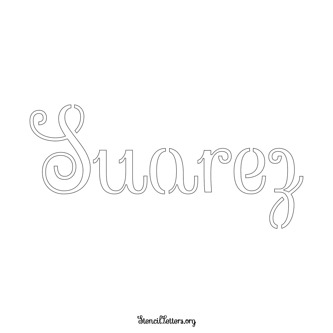 Suarez name stencil in Ornamental Cursive Lettering