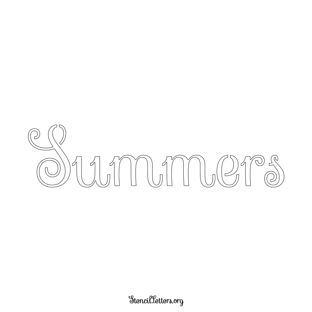 Summers name stencil in Ornamental Cursive Lettering