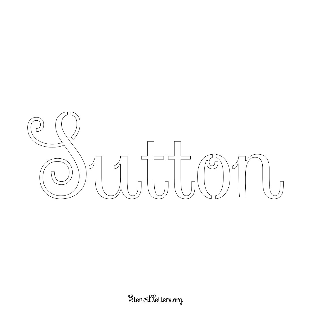 Sutton name stencil in Ornamental Cursive Lettering