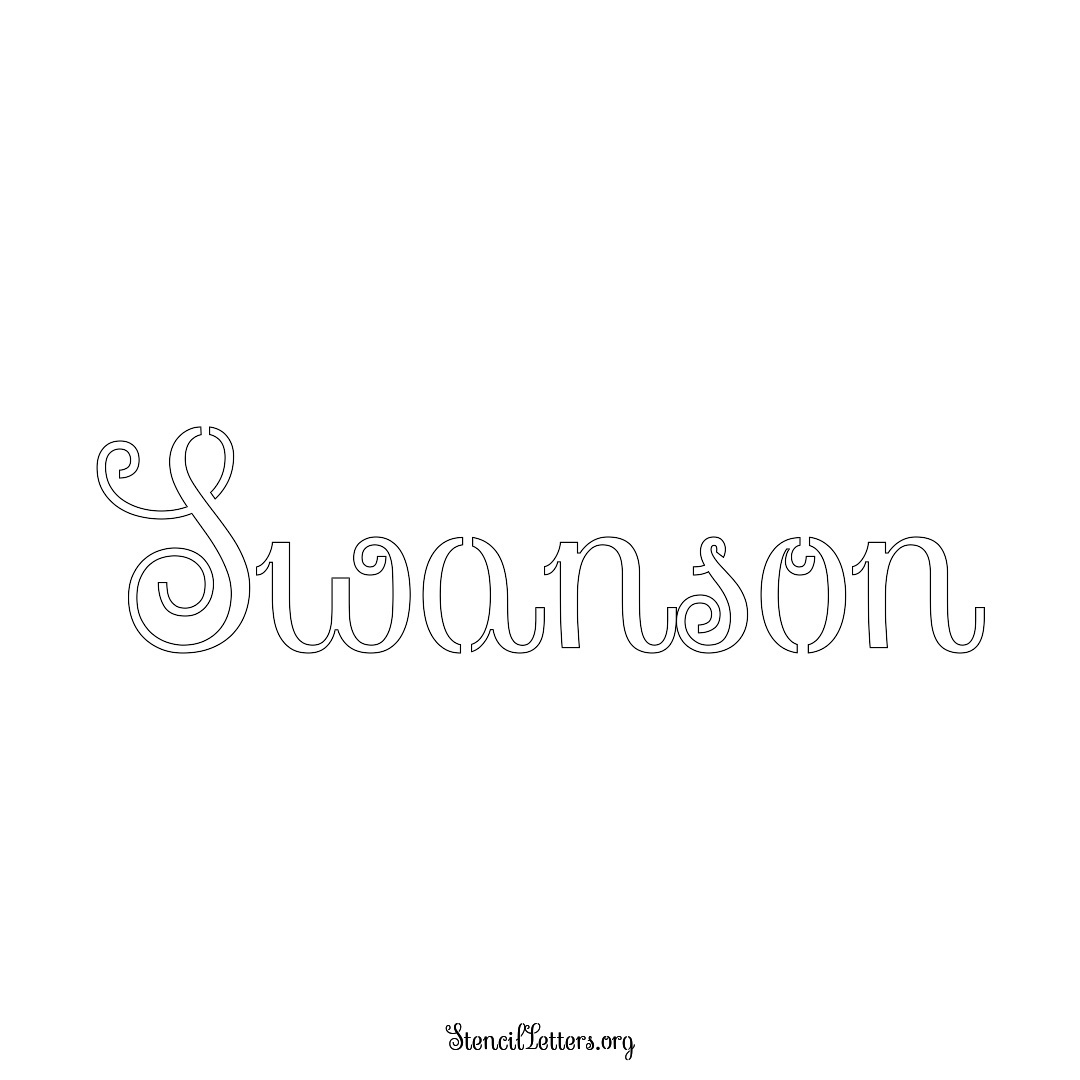 Swanson name stencil in Ornamental Cursive Lettering