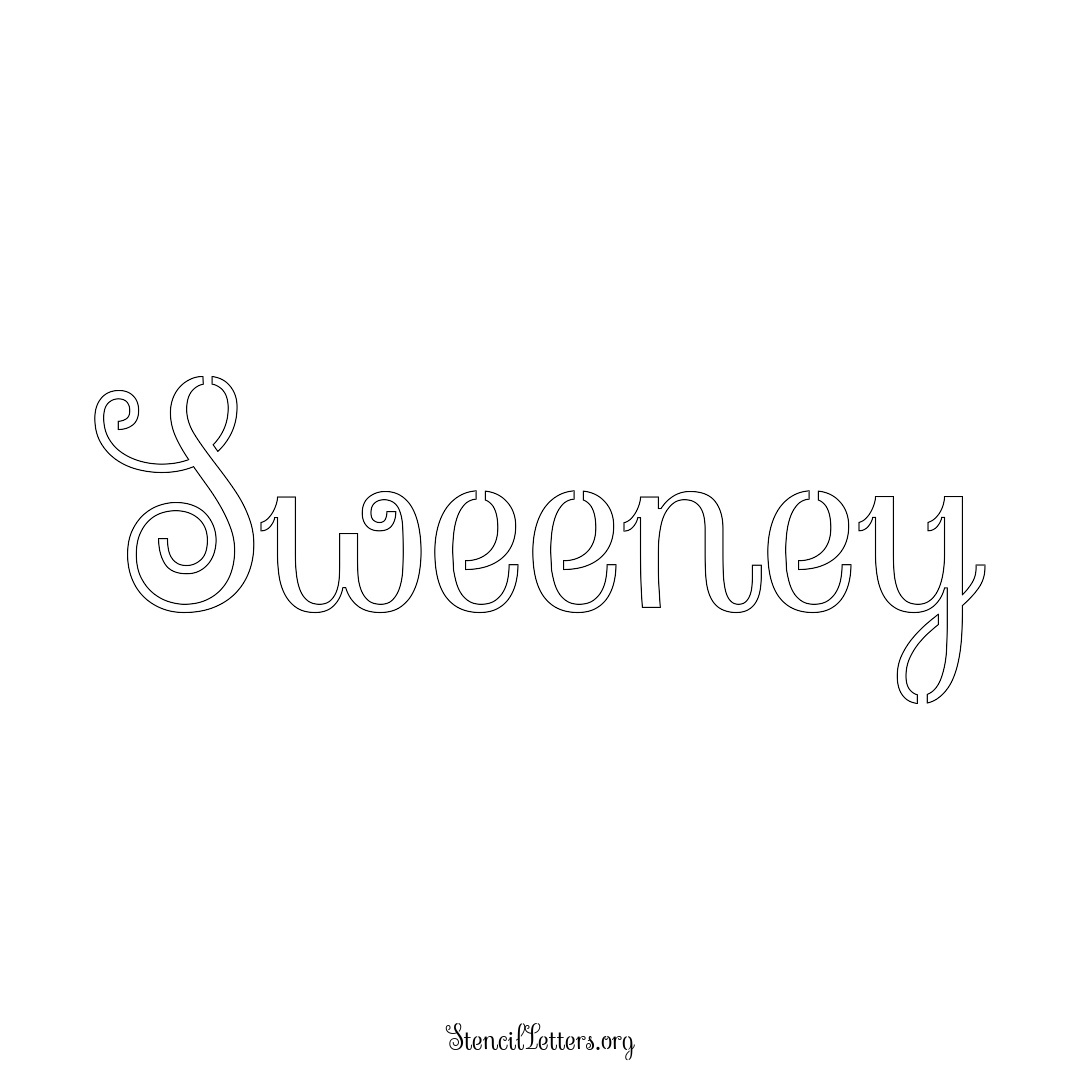 Sweeney name stencil in Ornamental Cursive Lettering