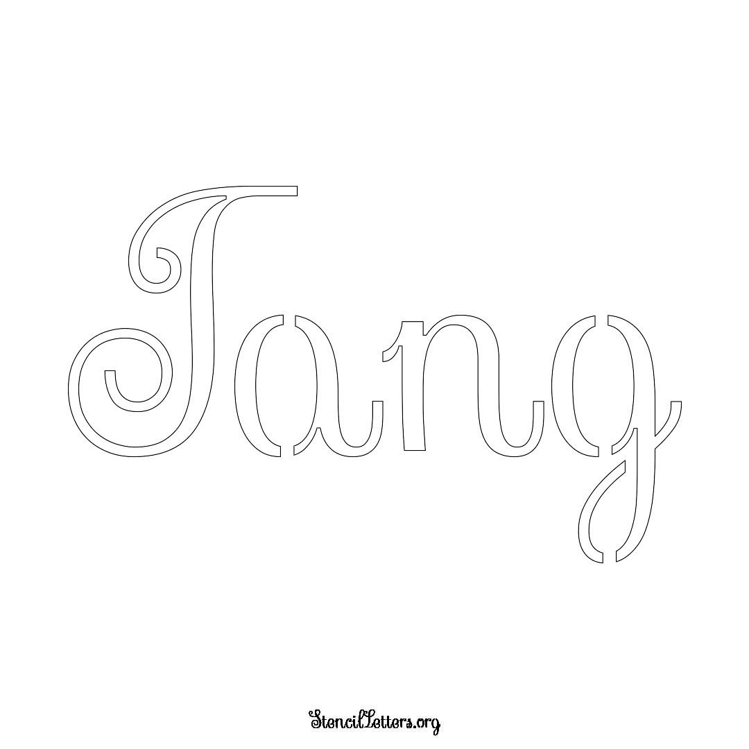 Tang name stencil in Ornamental Cursive Lettering