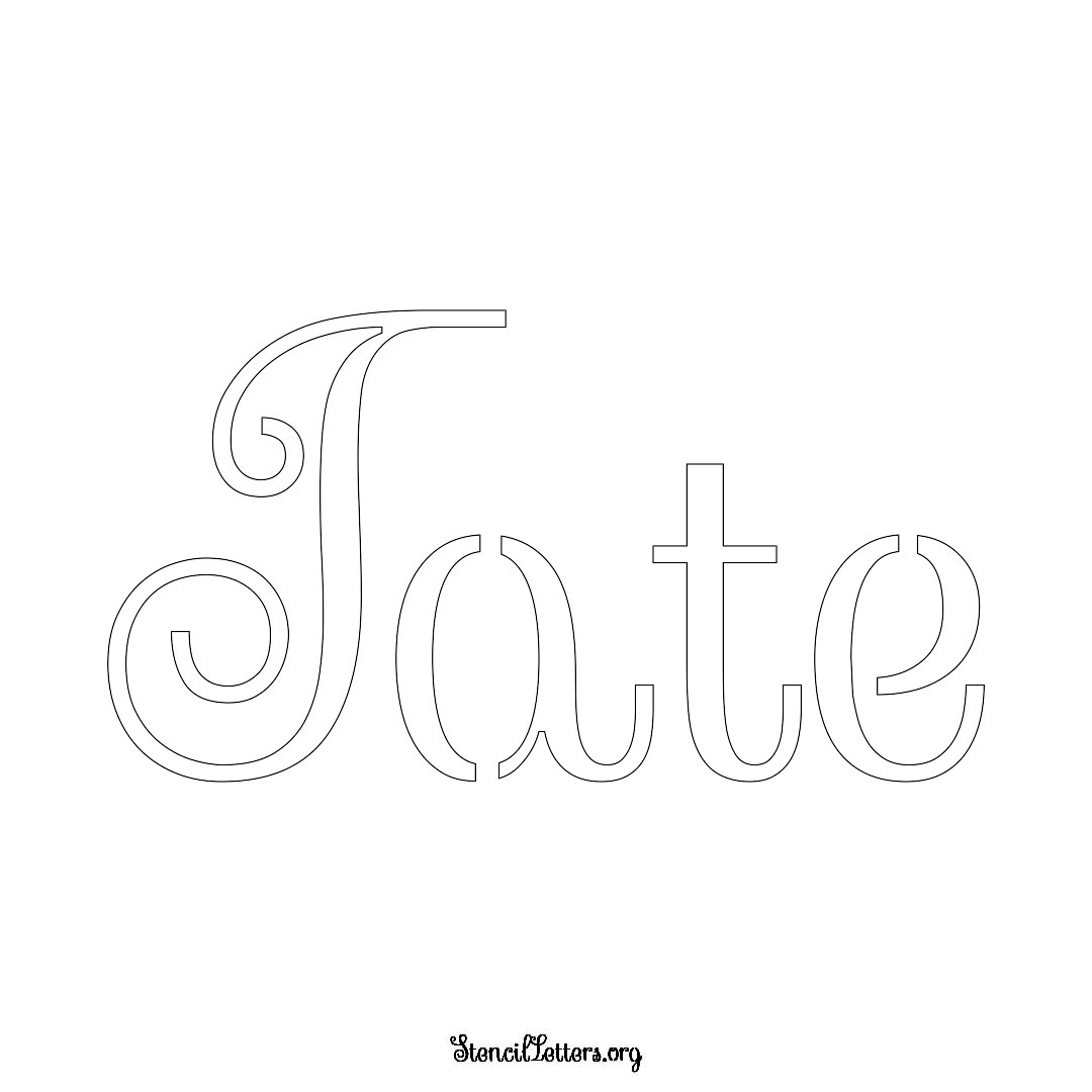 Tate name stencil in Ornamental Cursive Lettering