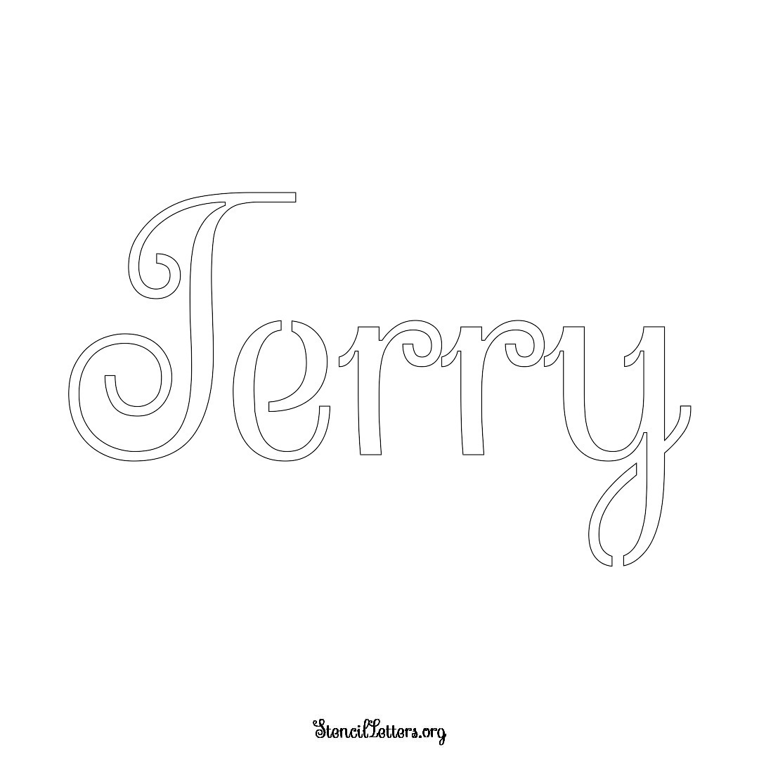 Terry name stencil in Ornamental Cursive Lettering