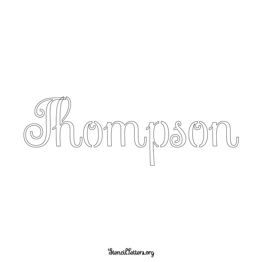 Thompson name stencil in Ornamental Cursive Lettering
