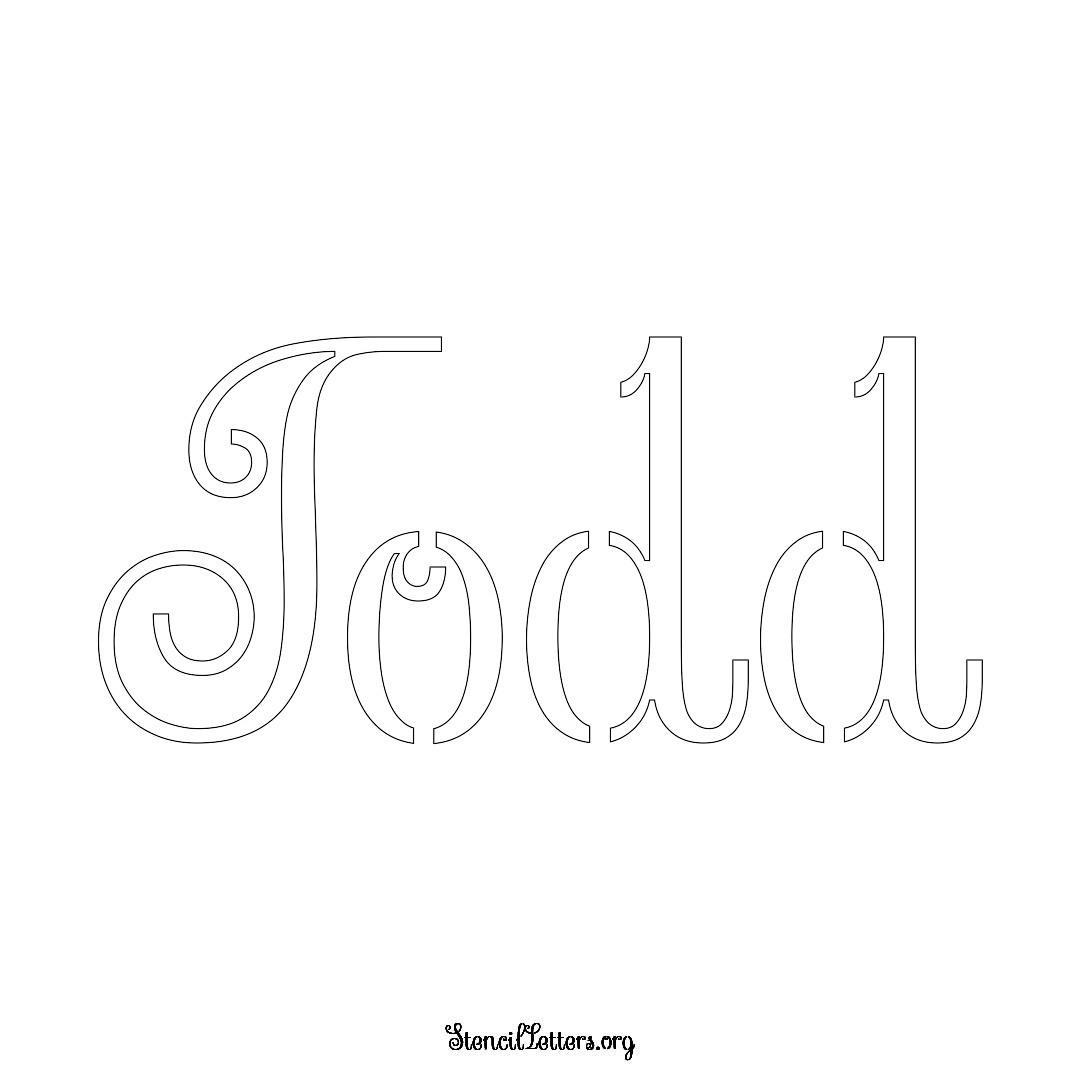 Todd name stencil in Ornamental Cursive Lettering