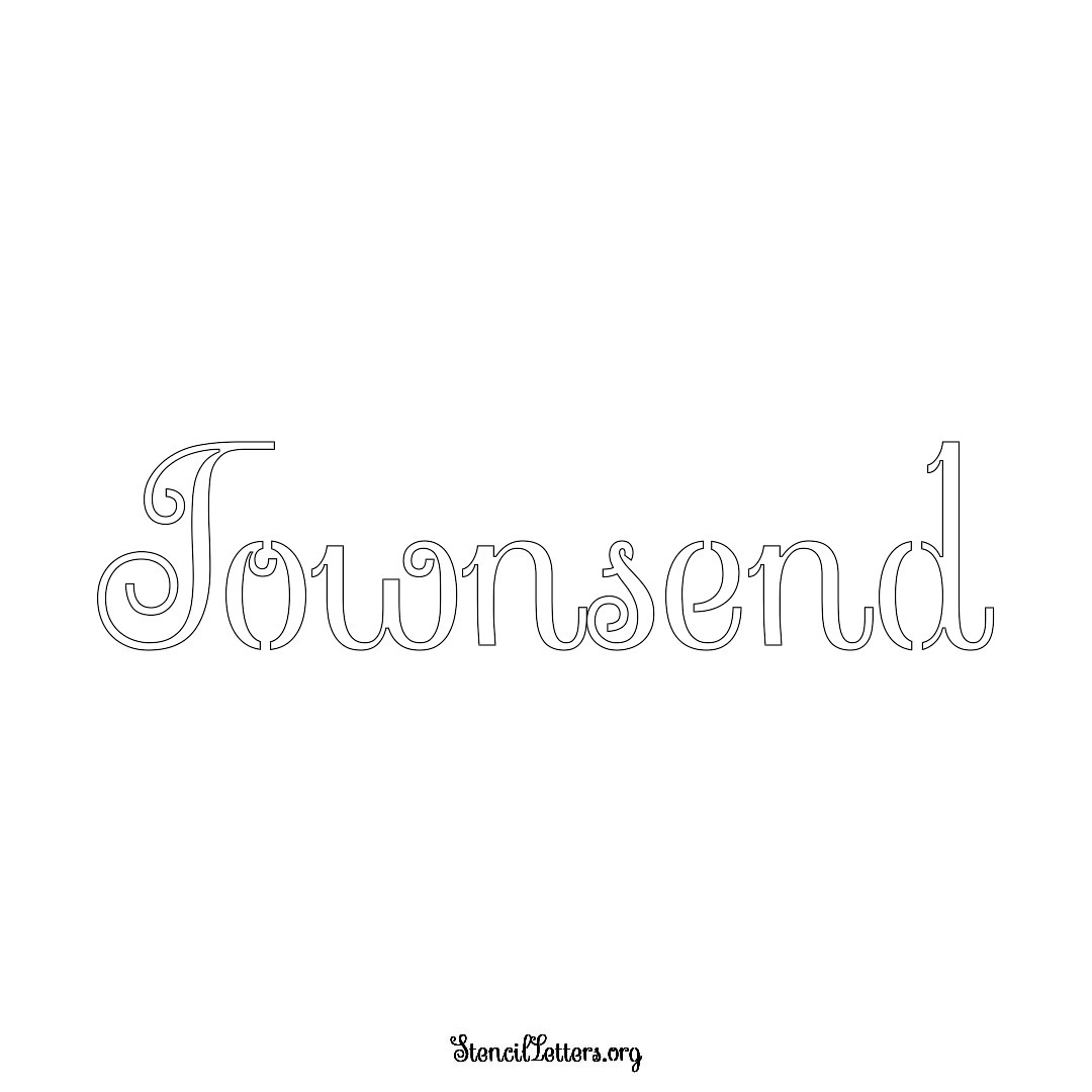 Townsend name stencil in Ornamental Cursive Lettering